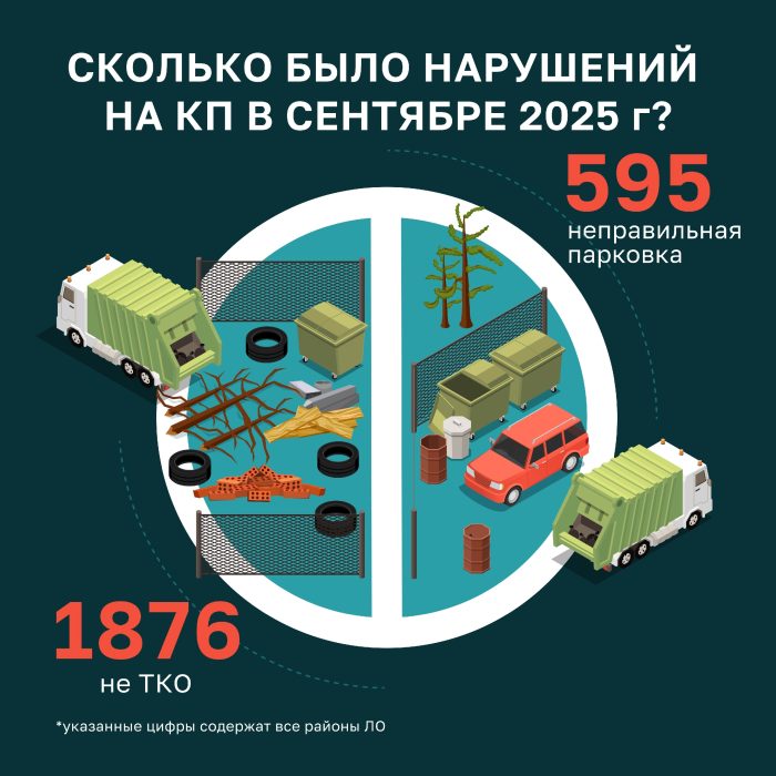 Нарушения на контейнерных площадках Ленинградской области за сентябрь 2025 года