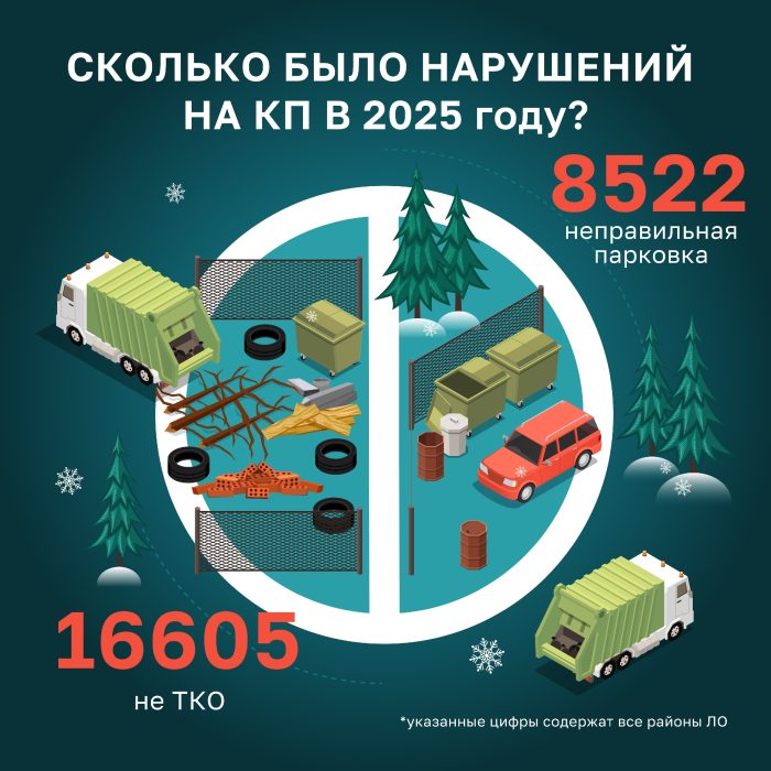 Сколько было нарушений за 2025 год на контейнерных площадках Ленинградской области?
